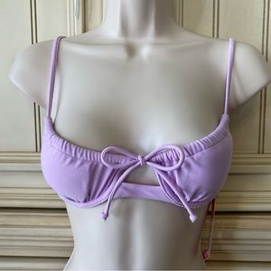 Lavender Swimsuit Adjustable Spaghetti Straps Padded Cups Bikini Top Sz XS NWT
